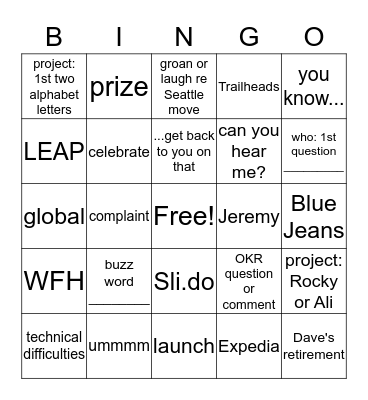 Salesforce October All Hands Bingo Card