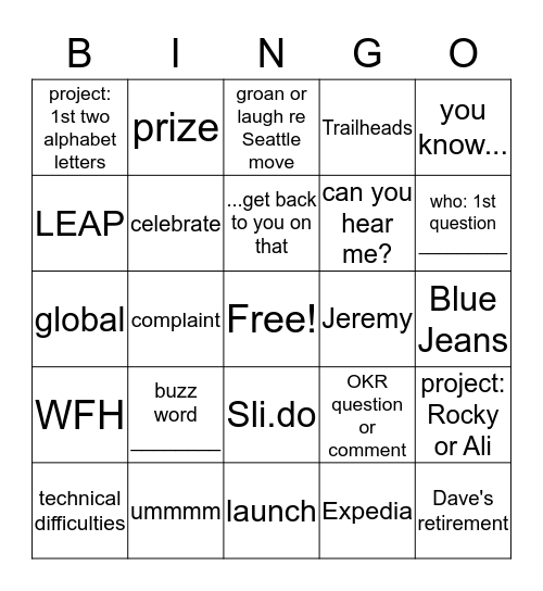 Salesforce October All Hands Bingo Card