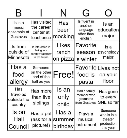 Get to know your Pittman Pals :) Bingo Card