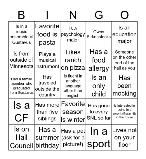 Get to know your Pittman Pals :) Bingo Card