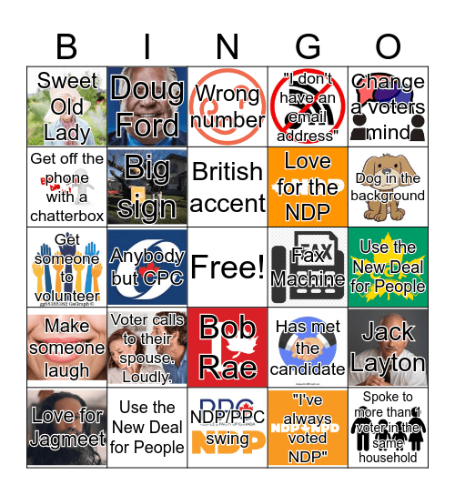 Voter Outreach Bingo Card