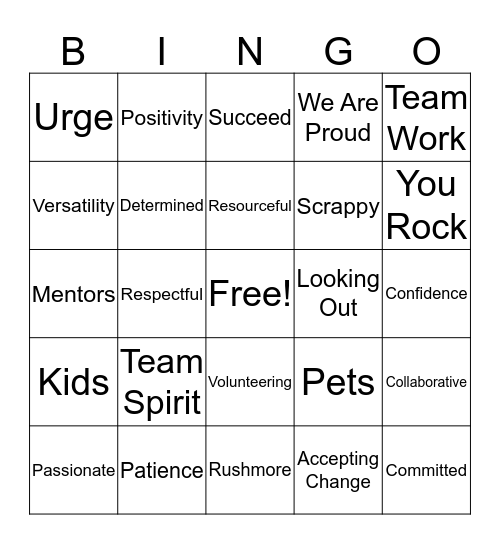 We Are PROUD Bingo Card