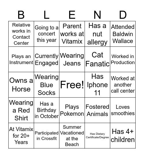 HHCC Getting to Know You Bingo Card
