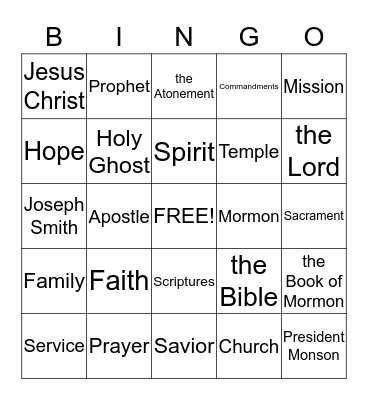 General Conference Bingo Card