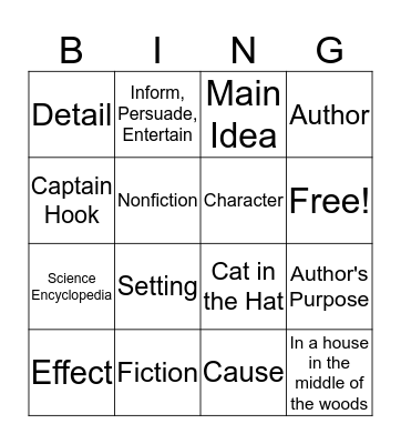 Vocabulary Bingo Card