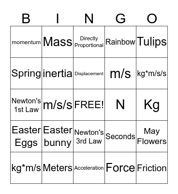 Unit Bingo (Spring) Bingo Card