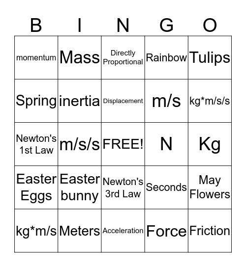 Unit Bingo (Spring) Bingo Card