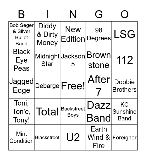 Groups Bingo Card