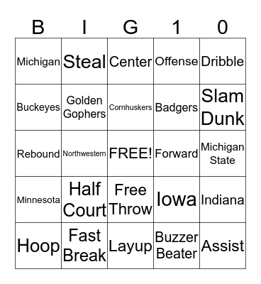 March Madness BINGO Card