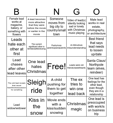 Hallmark Christmas Movie Bingo Card