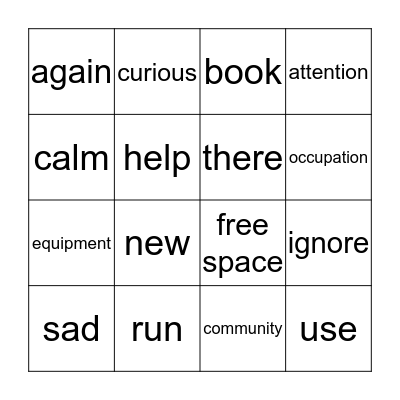 Vocabulary Bingo Card