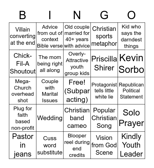 Overcomer Bingo Card