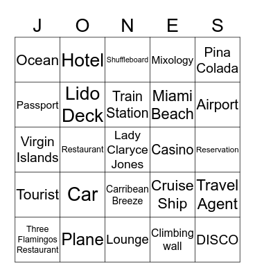 Cruise Ship  Bingo Card