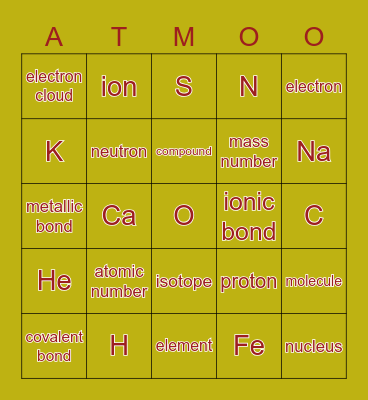 Atomo Bingo Card