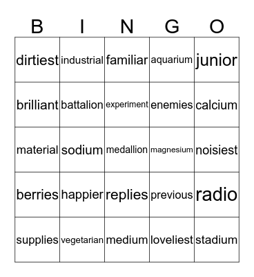 Links Bingo Card