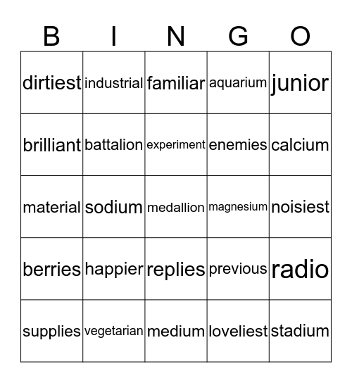 Links Bingo Card