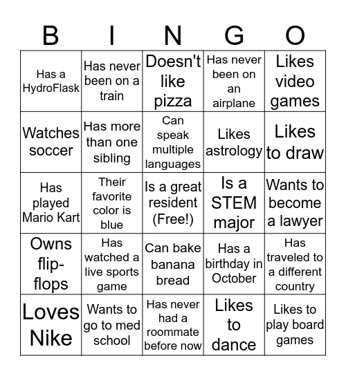 Blake 3 Human Bingo Card