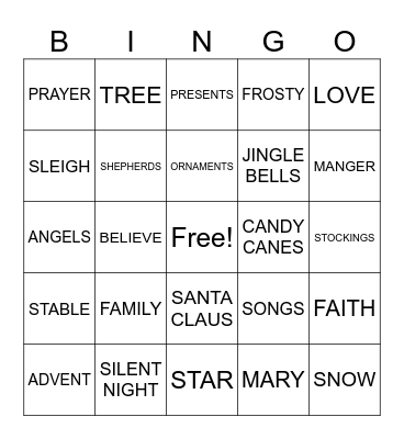 CHRISTMAS Bingo Card