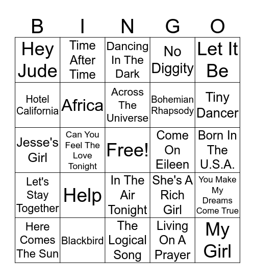 Music Bingo Card