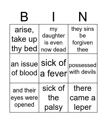 Miracle Bingo Card