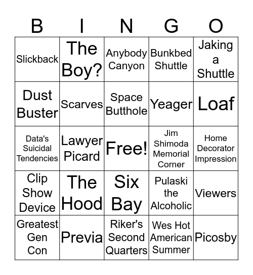 The Greatest Generation Bingo Card