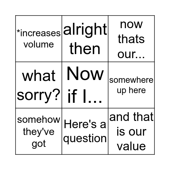 Rob Bingo Card