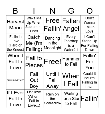 Mental Floss Music Bingo: Fall Y'all Bingo Card