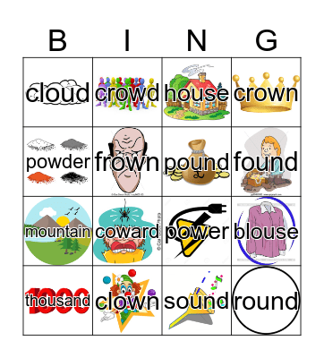 vowel sound in town Bingo Card