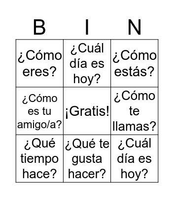 Three in a Row Bingo Card