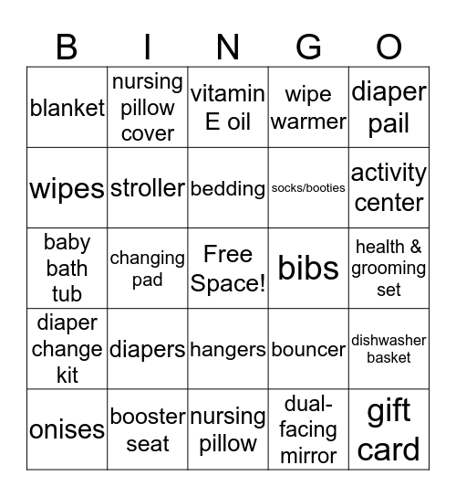 Baby Bingo! Bingo Card