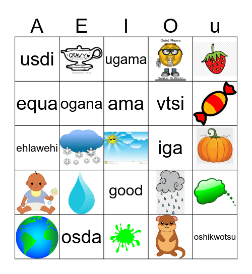 Cherokee Vowel Sounds Bingo Card