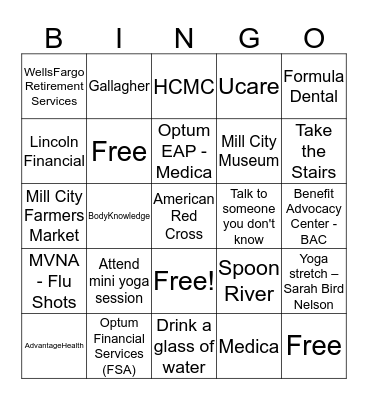 2019 AAN Wellness Fair Bingo Card