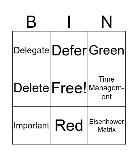 Prioritization Bingo Card