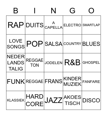 Muziekbingo Card