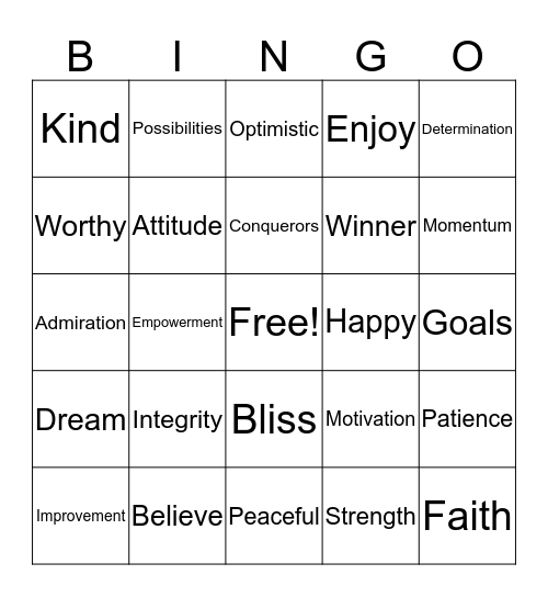 Be Inspired  Bingo Card