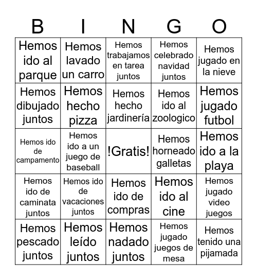 Amigos Especiales  Bingo Card