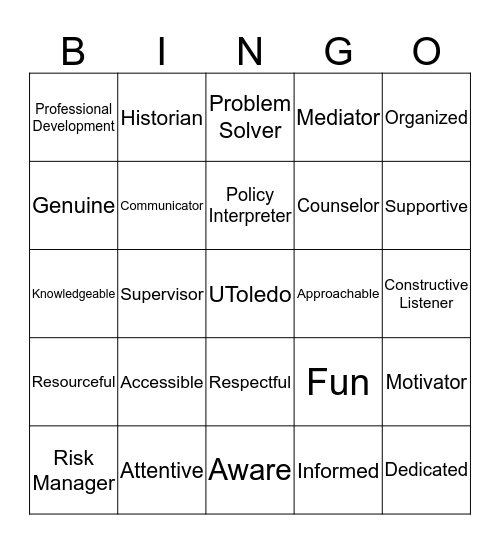 Advisor Bingo Card