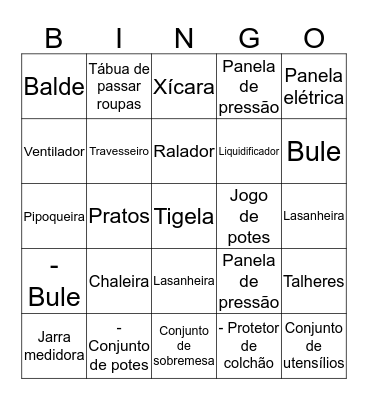 My bingo Card