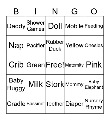 Baby Bingo Card