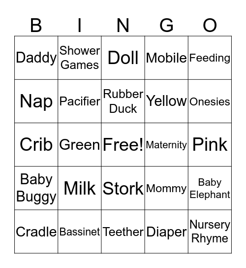 Baby Bingo Card
