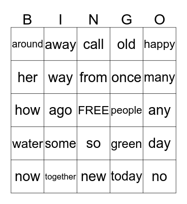 3rd quarter sight words Bingo Card