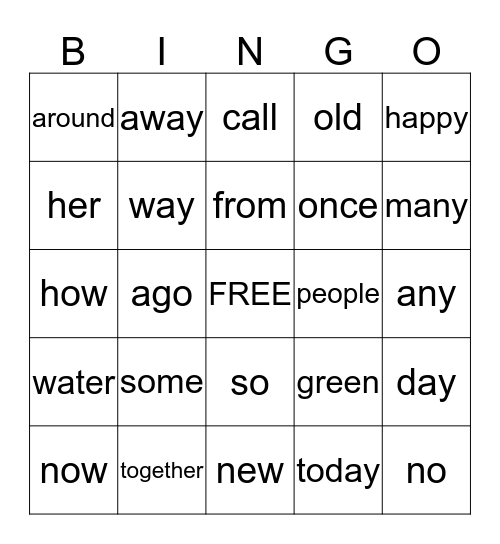 3rd quarter sight words Bingo Card