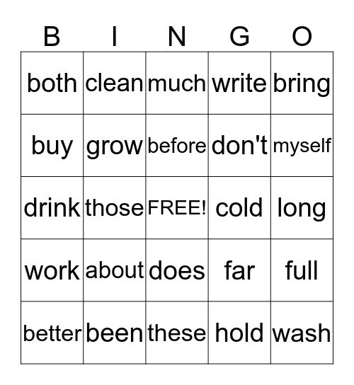Third Quarter Words Bingo Card