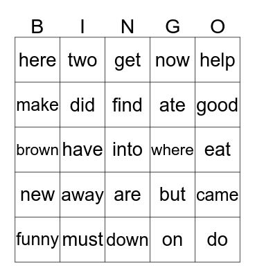 Russell's  Sight  Words Bingo Card