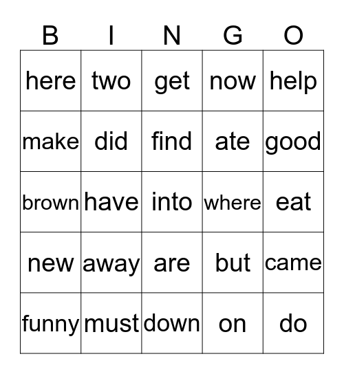 Russell's  Sight  Words Bingo Card