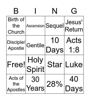 Bible Bingo Card