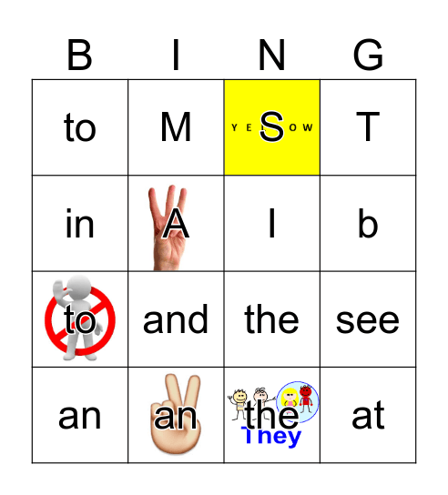 Sight Words Bingo Card