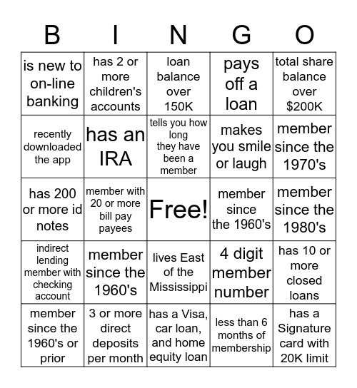 Make the Member Feel Valued Bingo Card