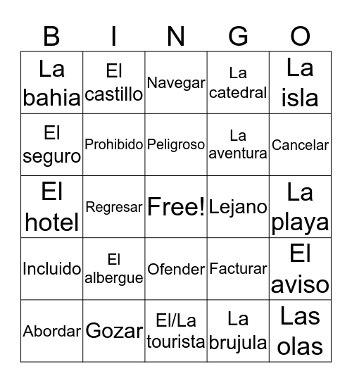 Spanish Bingo Card