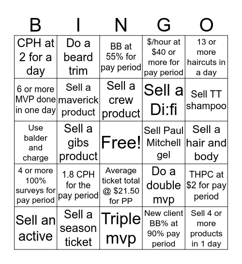 Sportclips bingo Erin Bingo Card